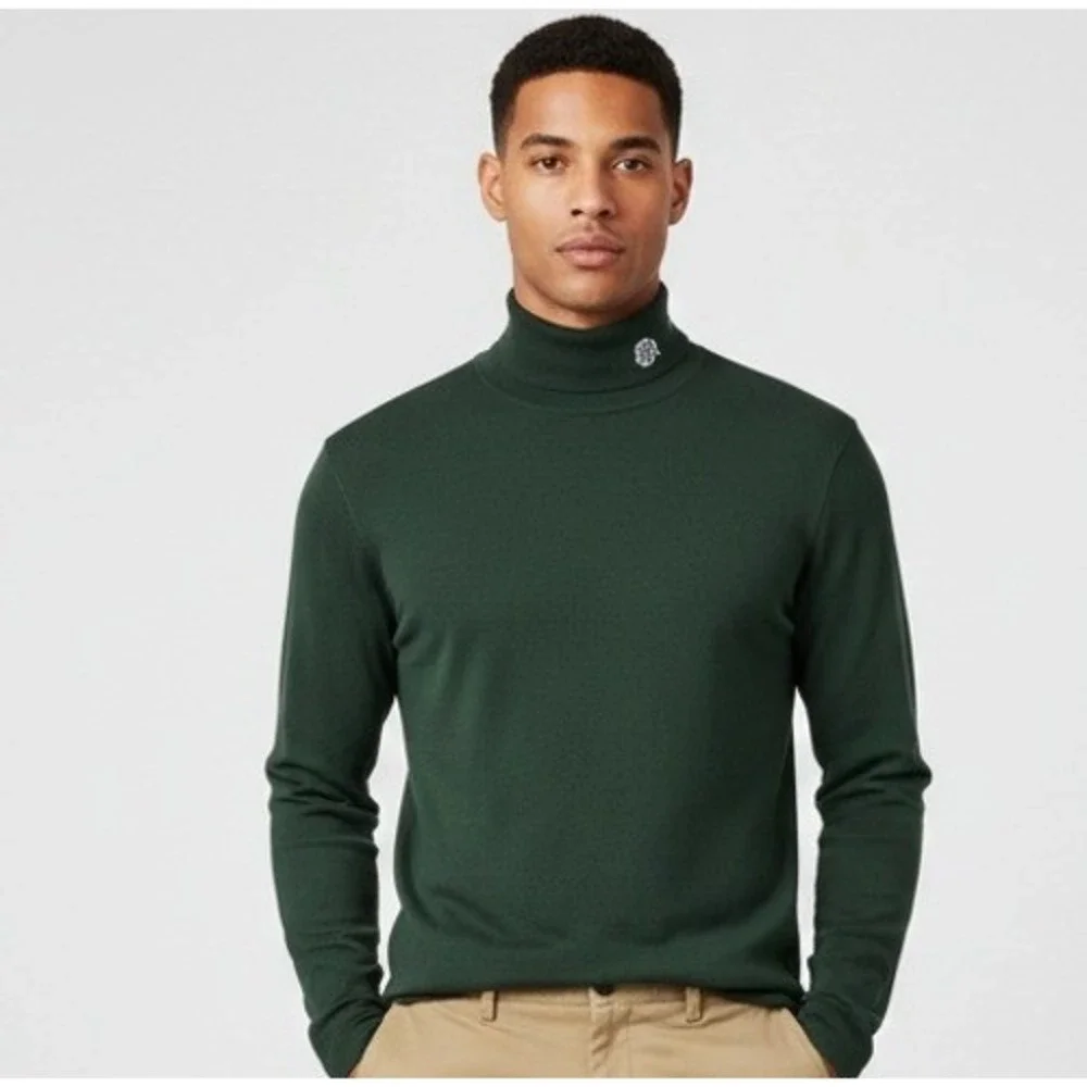 Banana Republic Athletics Turtleneck Shirt‎ Mens XXL Green Supima Cotton Preppy